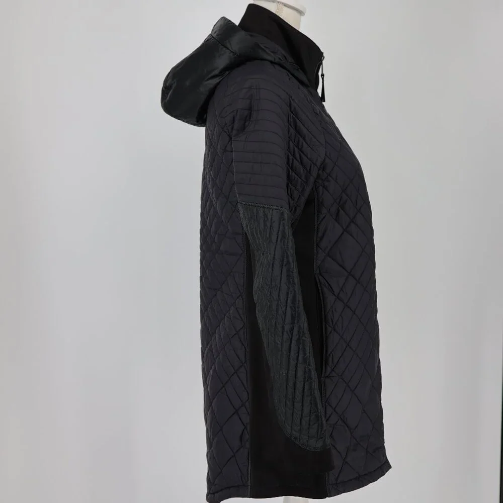 Athleta Bayview Quilted Hooded Jacket Black PS  Hybrid‎ Puffer Spring Fall Coat